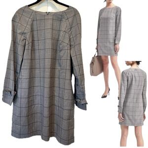 Banana Republic Sheath Dress Long Sleeve Boat Neck Pockets Wool Blend Lined 12P